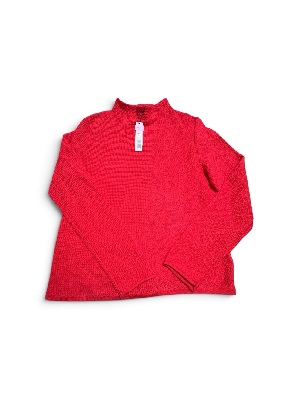 Red Waffle textured Mock Neck Women’s Top NWT